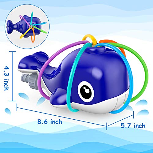 Kiztoys Water Sprinkler for Kids, Blue Whale Spray Water Toy with 6 Wiggle Tubes for Toddlers at Backyard & Garden Kids Sprinkler Toy in Summer