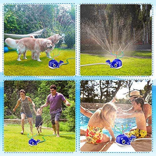 Kiztoys Water Sprinkler for Kids, Blue Whale Spray Water Toy with 6 Wiggle Tubes for Toddlers at Backyard & Garden Kids Sprinkler Toy in Summer