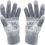 Winter Touch Screen Gloves Snow Flower Printing Keep Warm for Women and Men