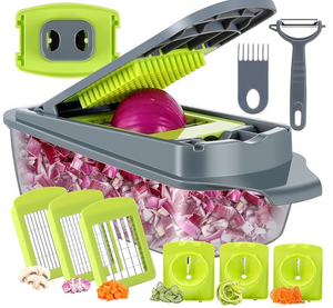 Vegetable Chopper Slicer- Spiralizer Vegetable Slicer - Onion Chopper with Container - Food Chopper Slicer Dicer Cutter