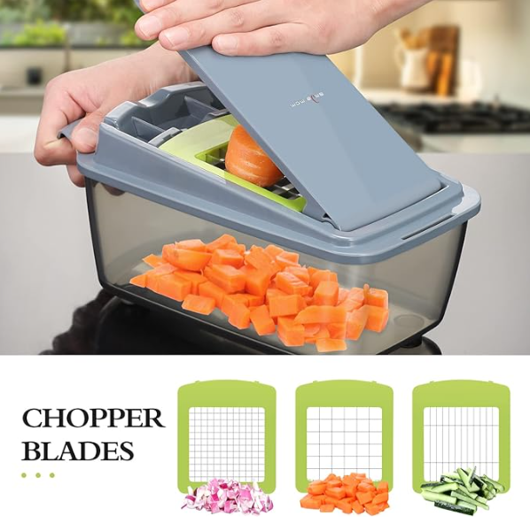 Vegetable Chopper Slicer- Spiralizer Vegetable Slicer - Onion Chopper with Container - Food Chopper Slicer Dicer Cutter