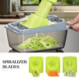 Vegetable Chopper Slicer- Spiralizer Vegetable Slicer - Onion Chopper with Container - Food Chopper Slicer Dicer Cutter