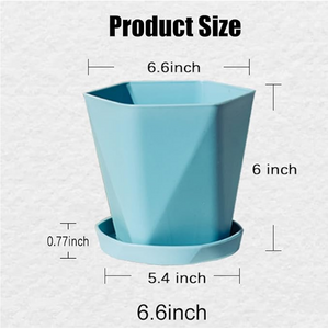 6.6 inch Plant Pots Indoor Plastic Flower Pots Outdoor Set of 3 Pack Plant Pots with Drainage Holes and Saucers for Garden (MGM 3 Pcs)