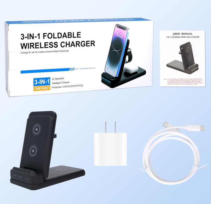 3 in 1 Wireless Charging Station for Multiple Devices Apple,Wireless Charger for Travel,Wireless Charging Stand