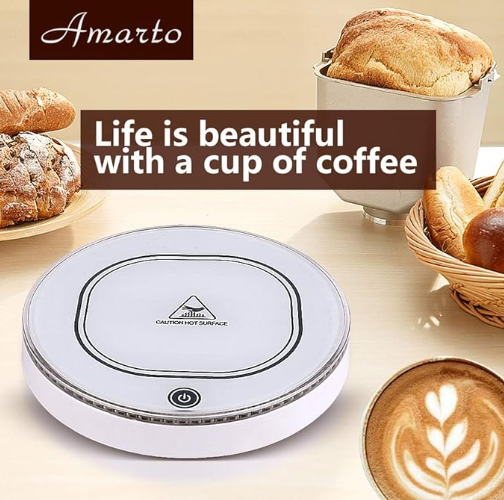 Amarto Coffee Warmer, Candle Wax Cup Heating Plate Office Home Use, Auto On/Off Gravity-induction (Up To 131F/55C)